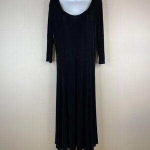 Kiara Minimalist Midi Dress Large Black Ballet Knit Audrey Hepburn Style Classic